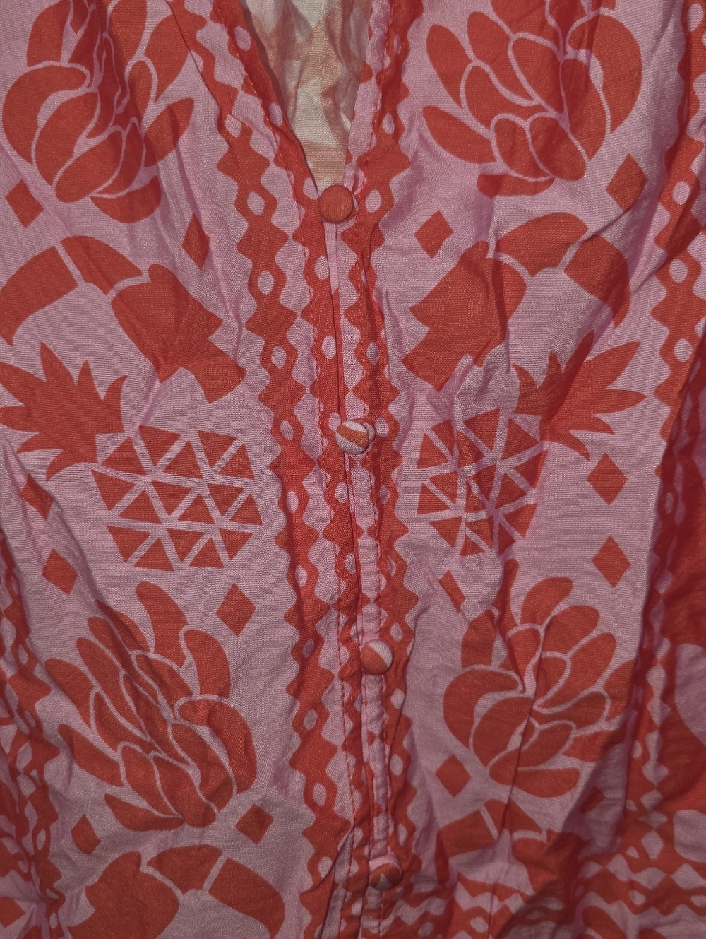 Skies Are Blue Pink & Red Floral Tie-Neck Blouse Bohemian Cottagecore Size S - Picture 3 of 7